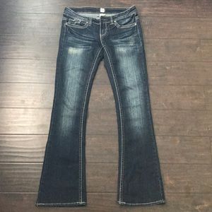 Dark wash denim boot cut jeans